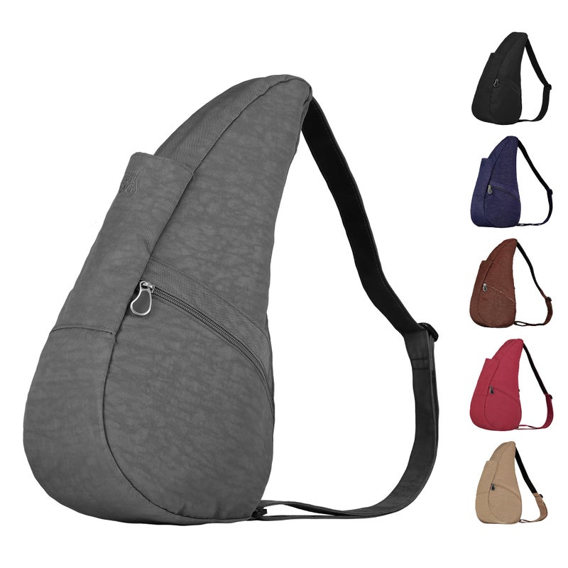 AmeriBag 15" Nylon Healthy Back Bag Ergonomic Crossbody Sling for Everyday Use, Travel & Walking Comfort (Stormy Grey) - Image 1
